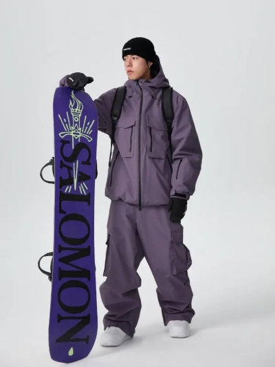 Men's Stylish Cargo Snowboarding Jacket & Pants Set