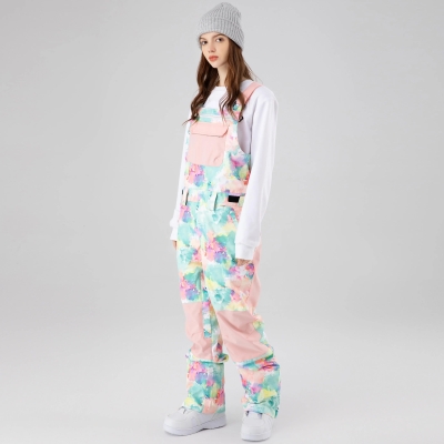 Women Tie Dye Ski Overall Bib Pants