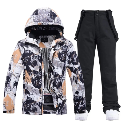 Hotian Men Ski Set Insulated Jacket & Bib Pants Waterproof