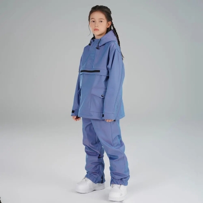 Children Half-zip Snowsuits Insulated Cargo Snow Hoodie & Pants
