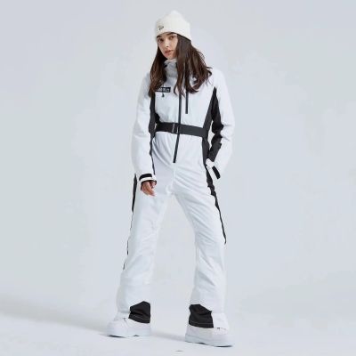 Hotian Women High Neck Hooded One Piece Ski Suits