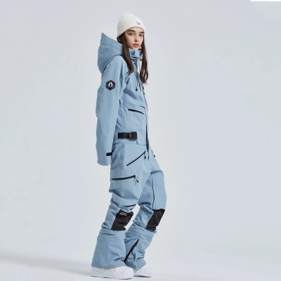 Women Outdoor Hooded Ski Suits Winter One Piece Snowsuits Jumpsuits