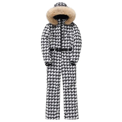 Women Houndstooth One-piece Snowboard Outfit