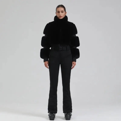 Ladies Tight One-piece Ski Jumpsuits High Pile Fleece Snowsuits