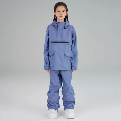 Children Half-zip Snowsuits Insulated Cargo Snow Hoodie & Pants