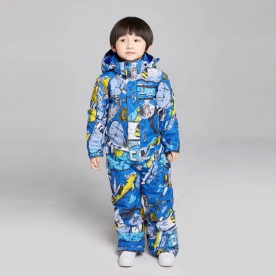 Kids One Piece Ski Suits Detachable Hat Snow Jumpsuits for Infant