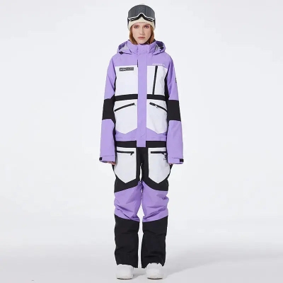 One-piece Ski Suit for Men & Women Patchwork Snowwear-US ONLY