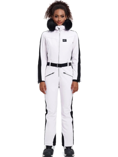Fur Collar One-piece Ski Snow Jumpsuit Hooded Ski Outwear