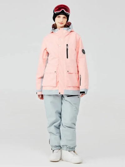 Pink Ski Snowboard Jacket & Pants Set Loose Fit Sportswear-US ONLY