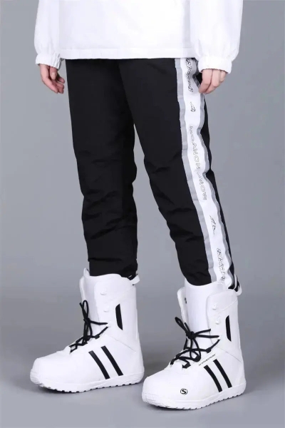 Black Snow Pants Reflective Warm Winter Trousers-US ONLY
