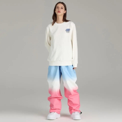 Couple Gradient Ski Pants for Outdoor Sports Baggy Trousers