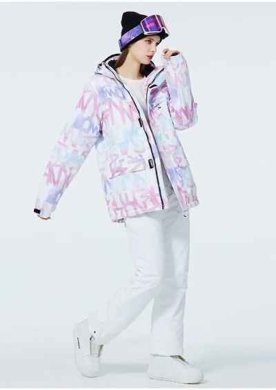 Women Printed Ski Set Insulated jacket & Bibs Pants