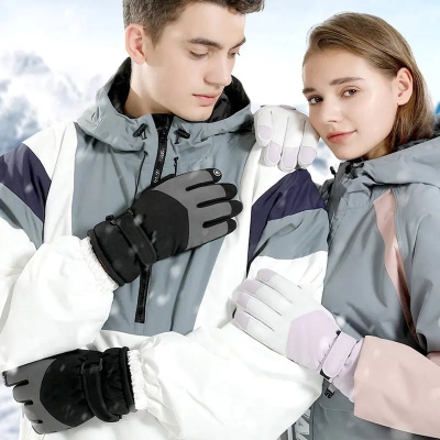 HOTIAN 1 pair Women Colorblock Snowboard Ski Gloves
