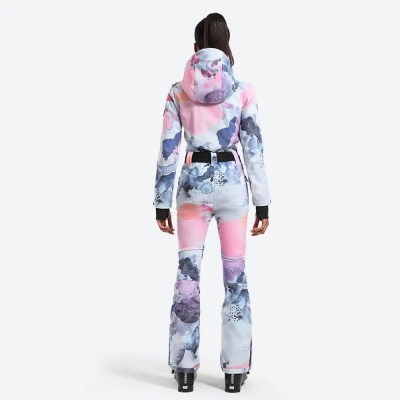 Women Hooded One Piece Snowsuits Waterproof Snow Jumpsuits