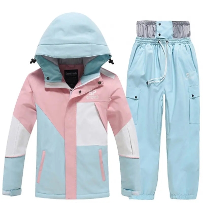 Children Insulated Colorblock Snow Jacket & Matched Pants