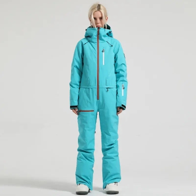 Stylish One-piece Ski Suits Slim Fit Zipper Closure Snowsuits