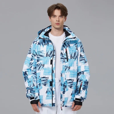 Men Outdoor Ski Snow Jackets Printed Snowboard Outfit