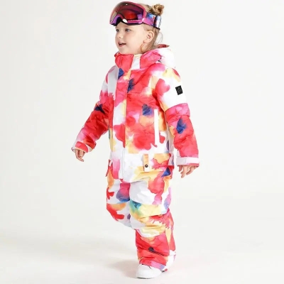 Kids Flower Printed One Piece Ski Suit