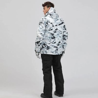 Men Snowboarding Snow Jacket Printed Windproof Coat