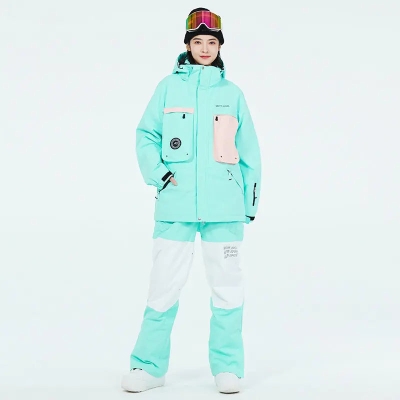 Women Winter Hooded Ski Overalls Snowsuits
