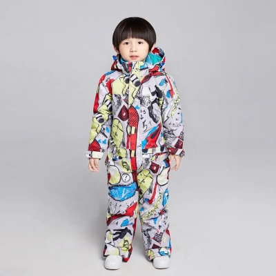 Kids One Piece Ski Suits Detachable Hat Snow Jumpsuits for Infant
