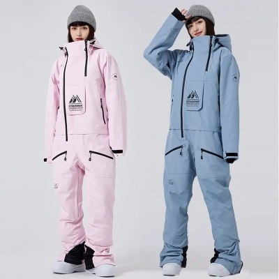 Stand Collar Ski Rompers for Women One-piece Skiwear