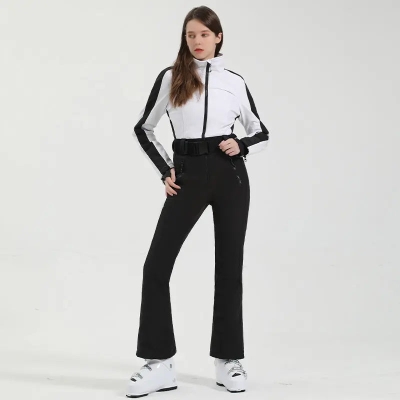 Slim Fit One Piece Ski Suit Belted Outdoor Snow Jumpsuits