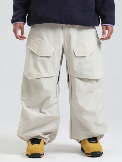 Men's Cargo Pockets Baggy Snow Pants Winter Ski Overalls