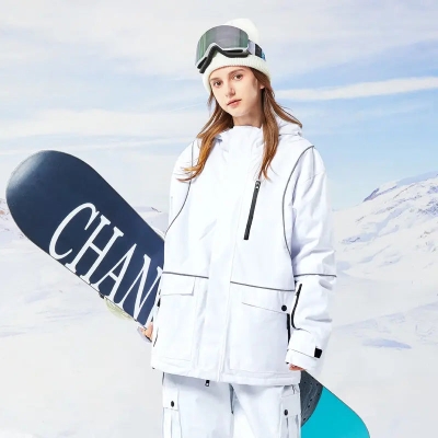 Women White Snowboard Jacket Loose Fit Winter Apparrel
