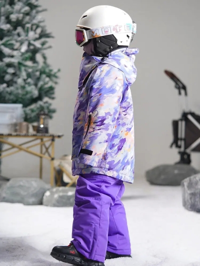 Kids Camo Ski Snowboarding Jacket & Bibs Pants