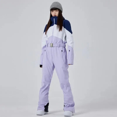 Women's Purple Slim Fit Winter Snow Jumpsuit-US ONLY