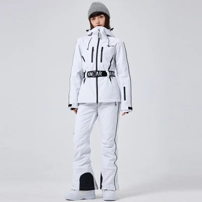2 Pieces Women Snow Jackets with Matched Bibs Pants