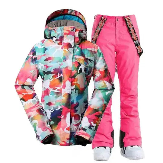Women Hooded Ski Jacket & Bibs Pants Suits Size XL-US ONLY