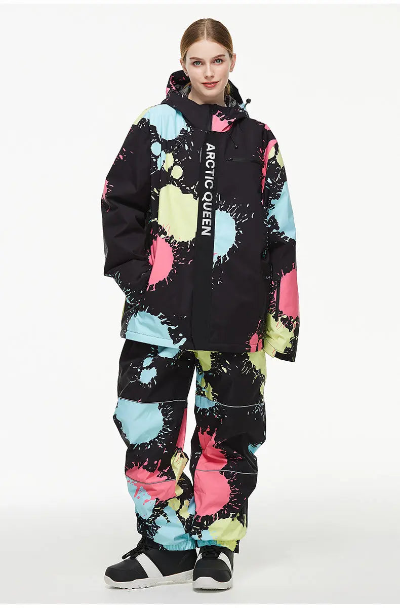 Women Tie-Dye Snow Jacket & Baggy Pants