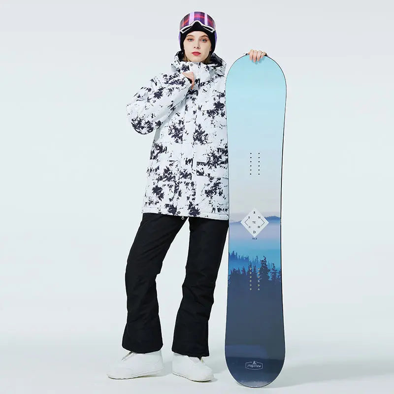 Women Ski Snow Suits Printed Insulated jacket & Bibs Pants Set&nbsp;