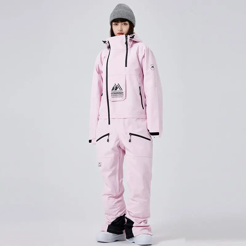 Unisex Ski Onesie Overalls Winter Hooded One-piece Snow Jumpsuits&nbsp;