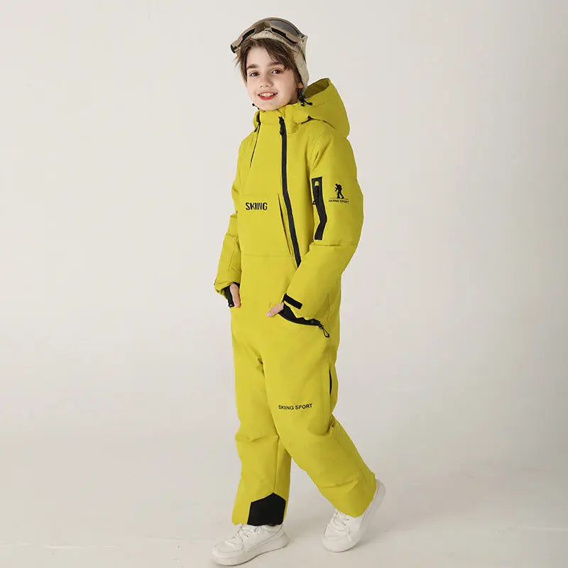 Children Thick Snow Jumpsuits Bright Color One-piece Snowsuits