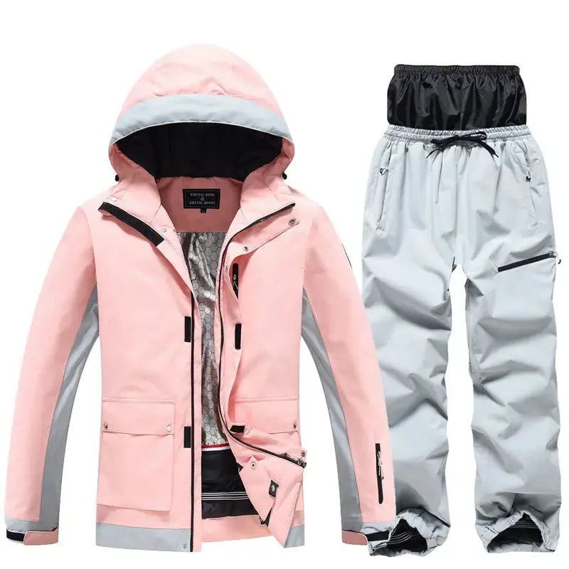 Pink Ski Snowboard Jacket & Pants Set Loose Fit Sportswear-US ONLY