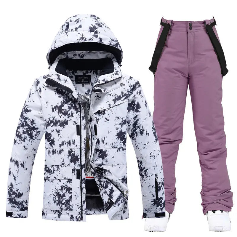 Women Ski Snow Suits Printed Insulated jacket & Bibs Pants Set&nbsp;