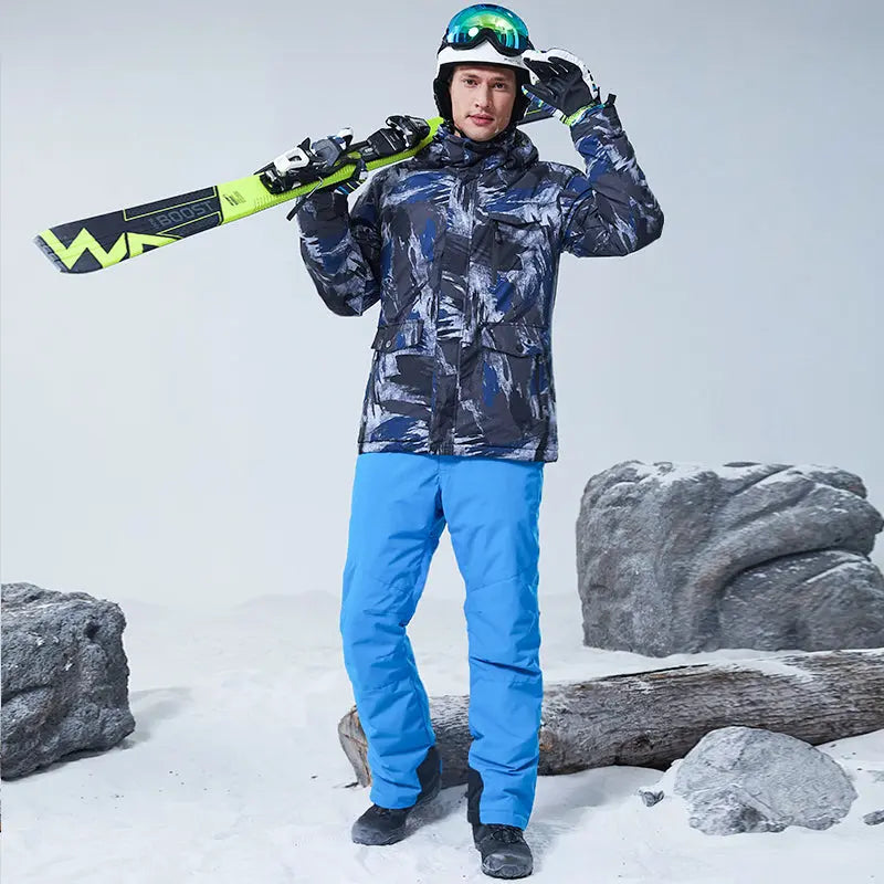 Hotian Men Ski Set Insulated Jacket & Bib Pants Waterproof