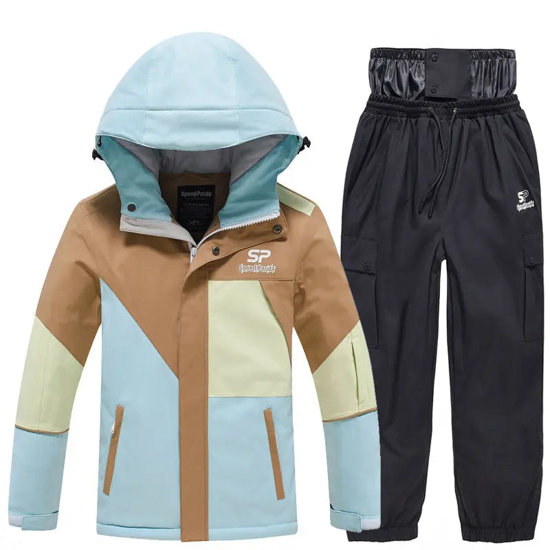 Children Insulated Colorblock Snow Jacket & Matched Pants