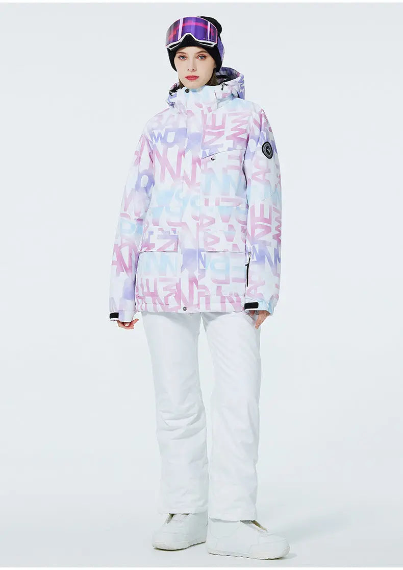 Women Printed Ski Set Insulated jacket & Bibs Pants