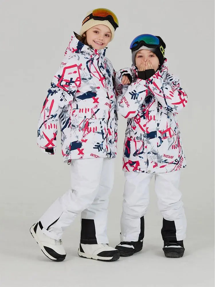Kids Outdoor Ski Jacket & Pants Set Insulated Snowboard Outwear