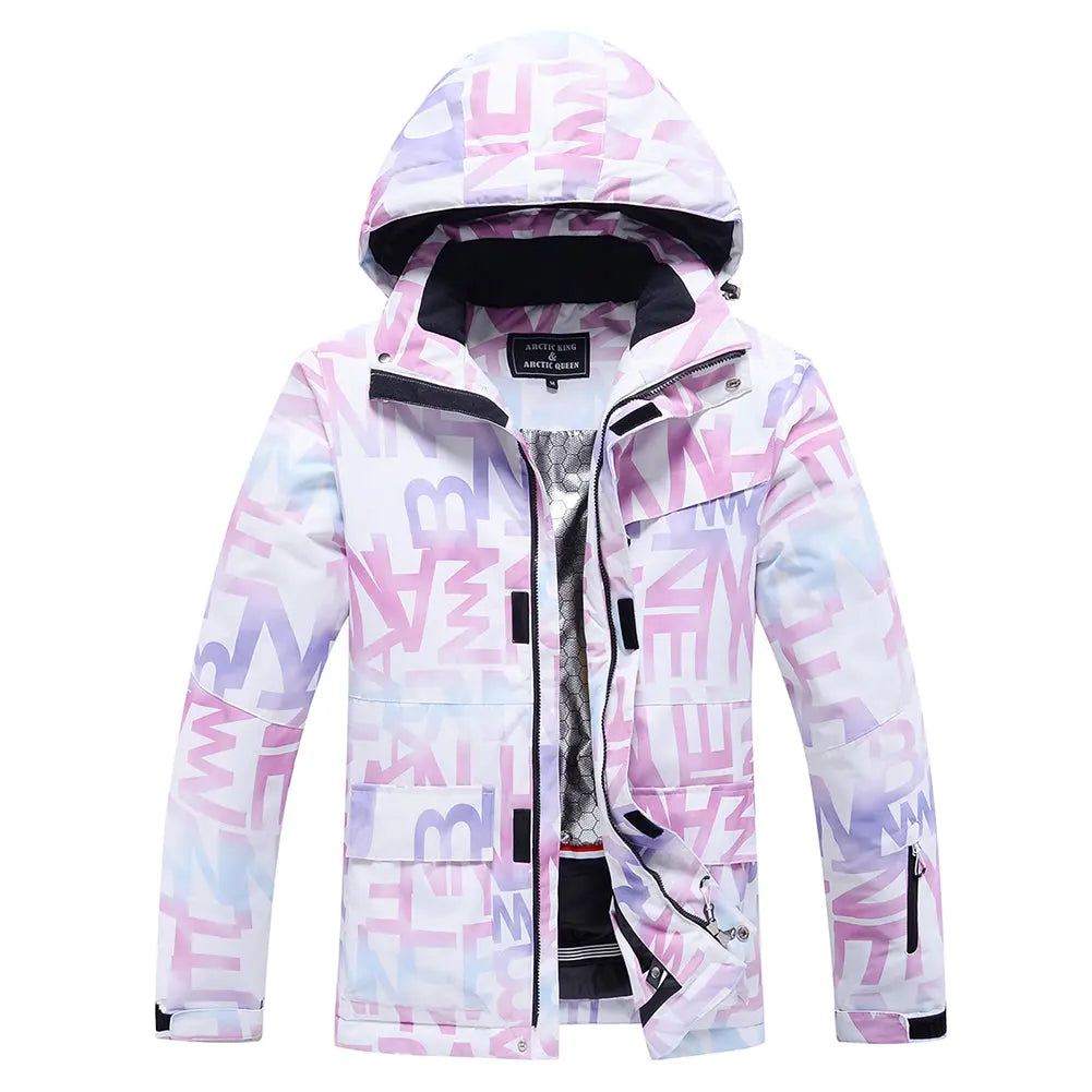 Women Hooded Insulated Snow Jacket&nbsp;Printed Ski Coat for Outdoor Sports