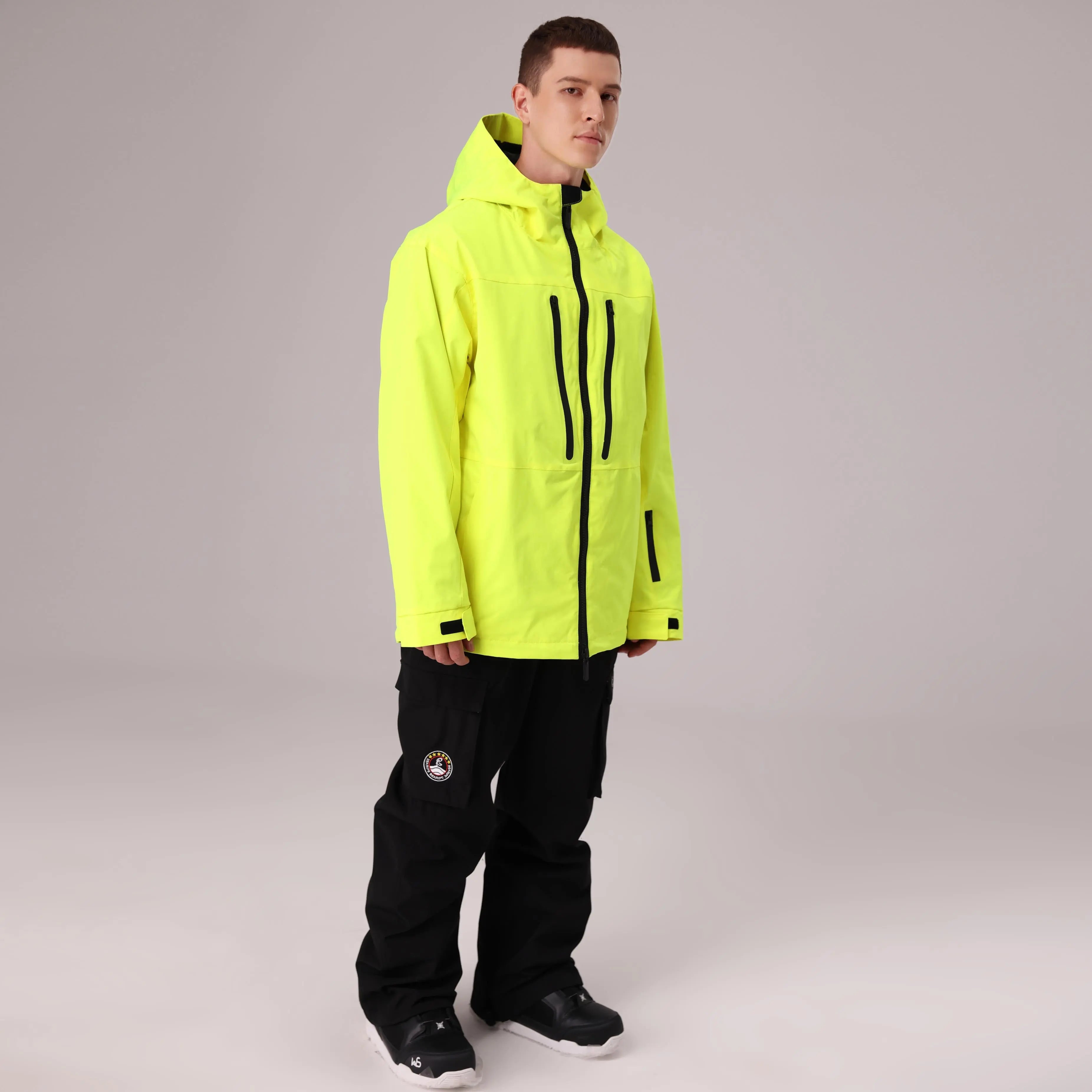 Men Zip Windbreaker Ski Shell Jacket&nbsp;Hooded Snow Coat
