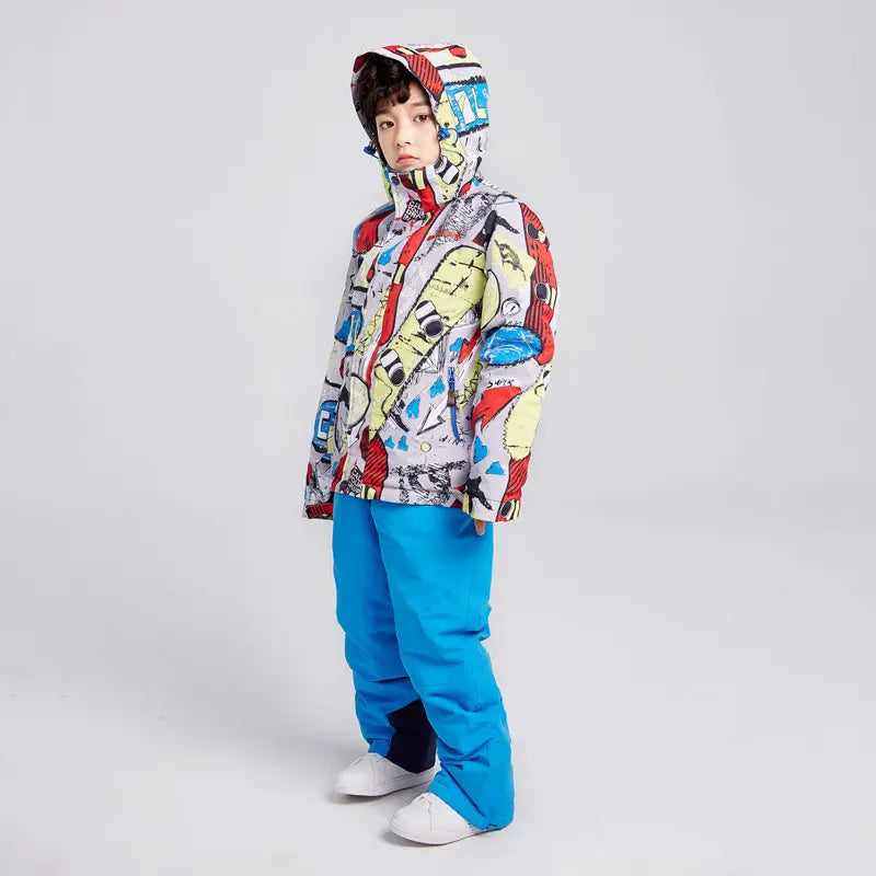 Kids Outdoor Snow Jacket & Pants 2 Pcs Winter Warm Snowsuits