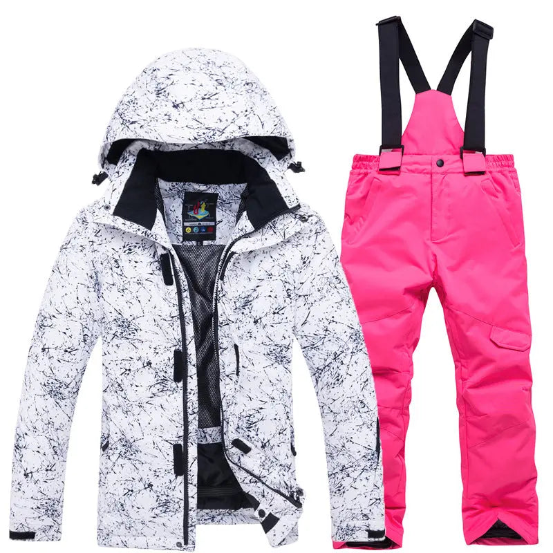 Kids Snowsuit Ski Pants Jacket Waterproof Snowbibs for Boys Girls