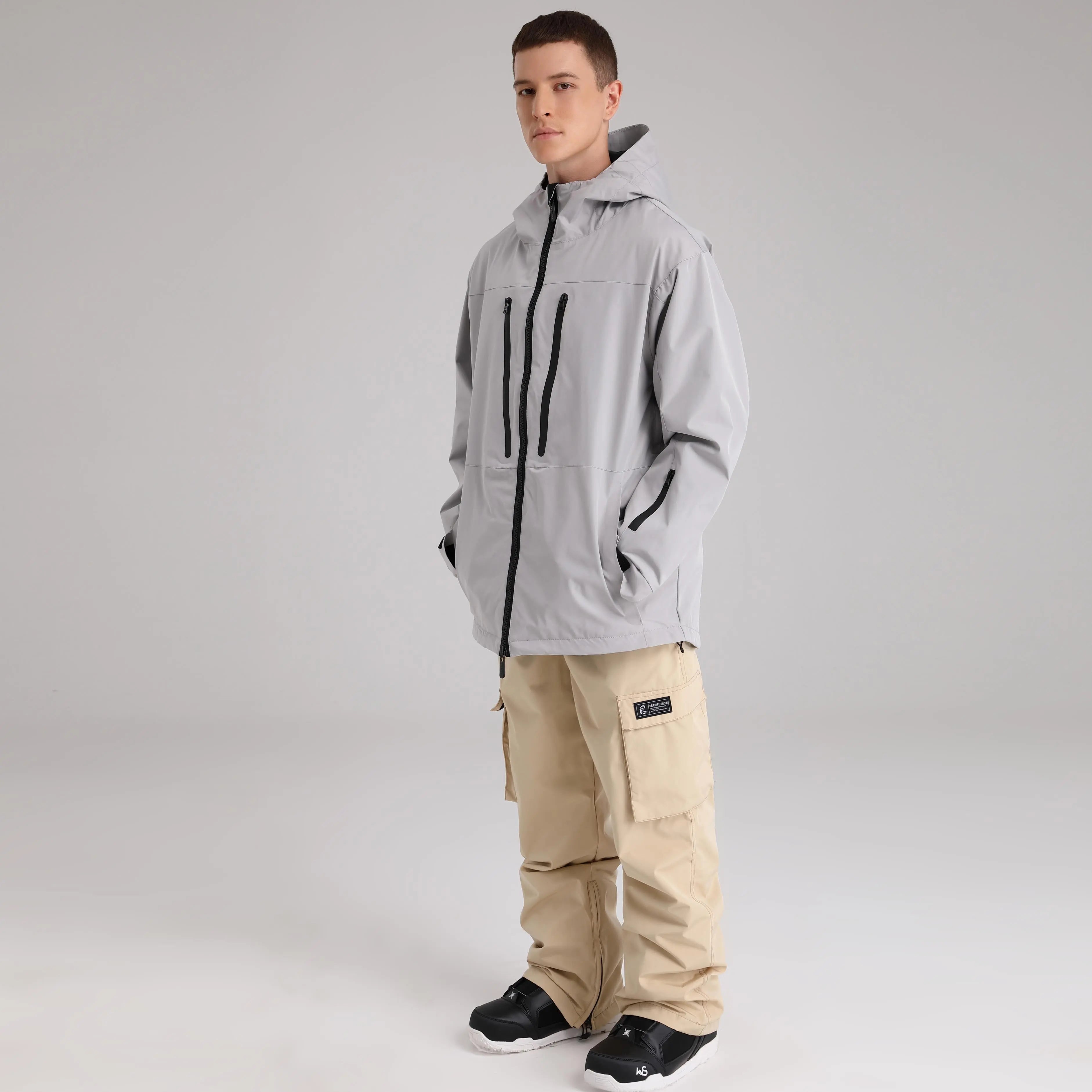 HOTIAN Men Zip Windbreaker Hooded Ski Shell Jacket