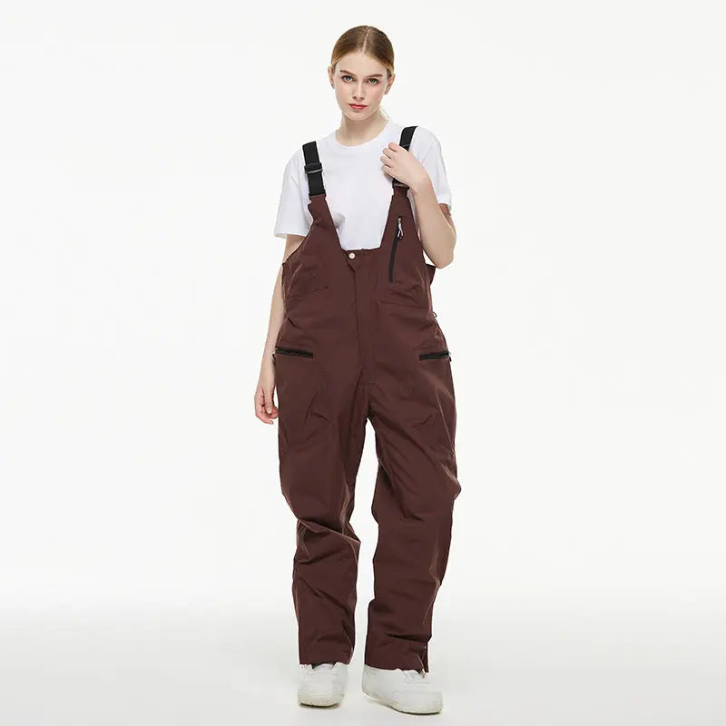 Loose Fit Ski Snow Bibs for Adult Warm One-piece Snow Overalls