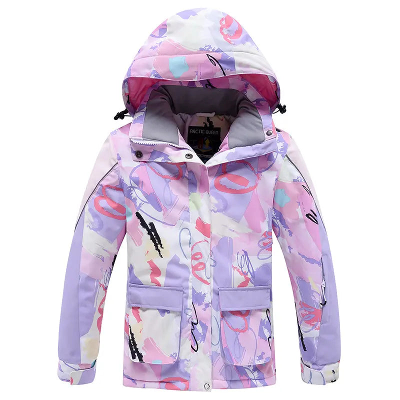 Kids Cartoon Printed Snow Jackets & Bibs Pants Waterproof
